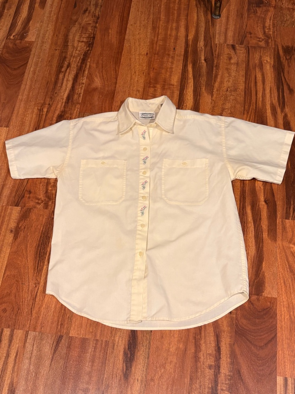 Vintage Short-Sleeve Button-Up Shirt - Butter Yellow